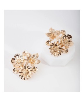 Gold Flower Bunch Stud Earrings for Women & Girls